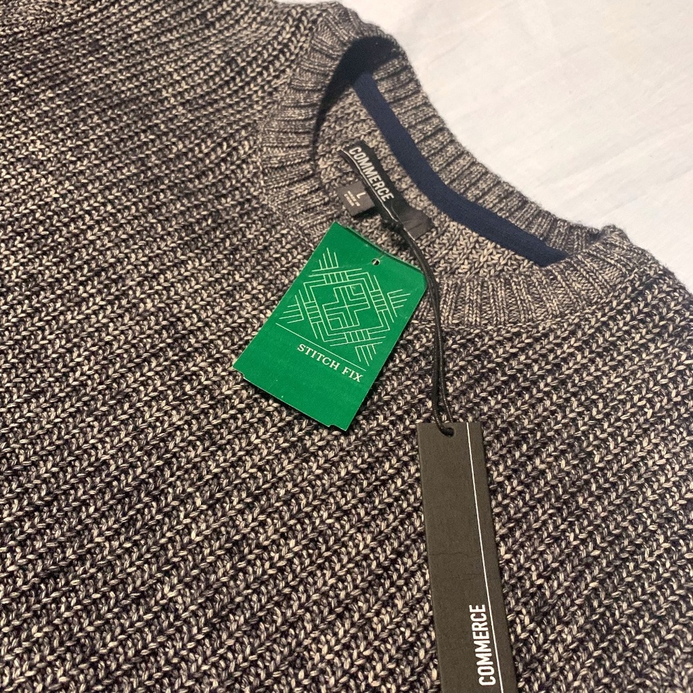 Men’s Navy Stitched Crewneck Sweater